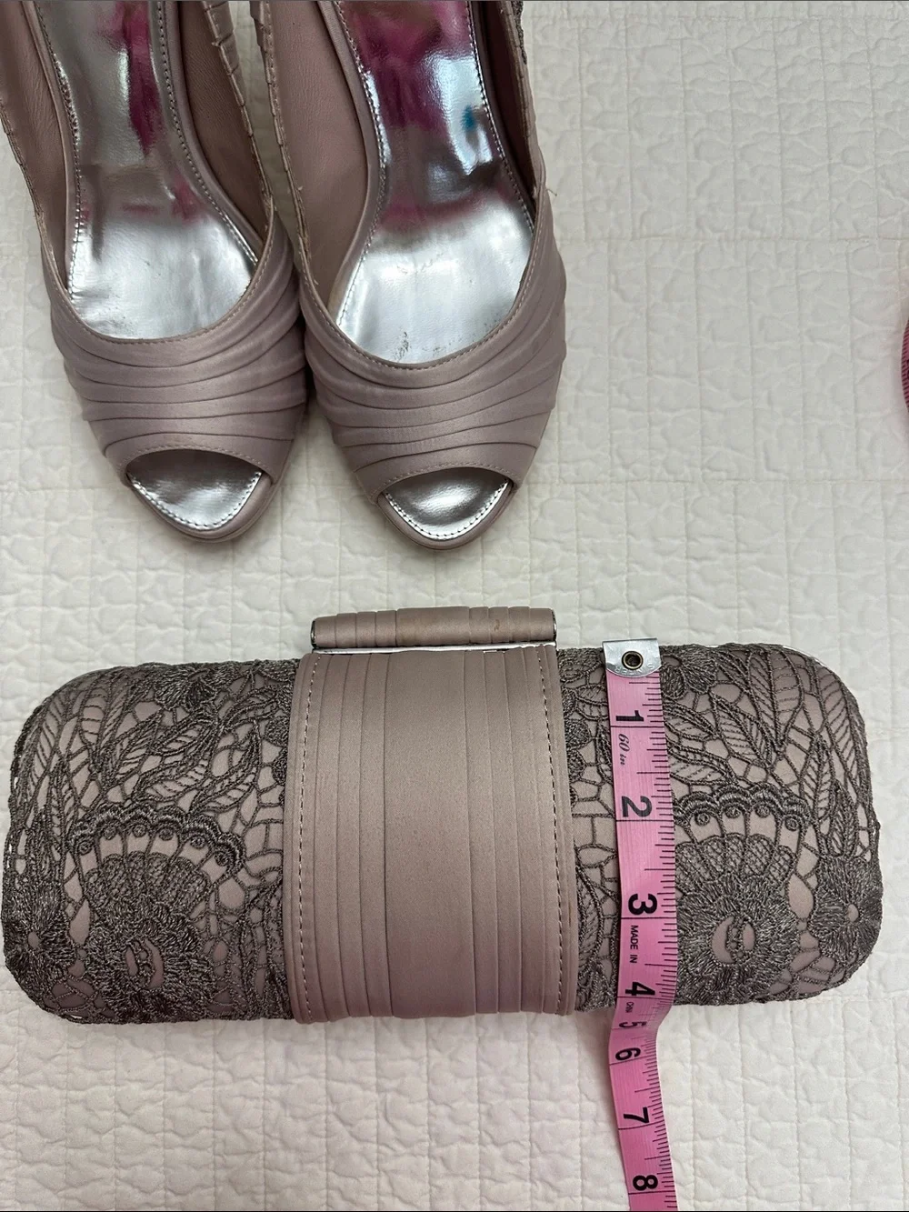 Karen Millen EU 39 US 8.5 Lace Heels & Matching Clutch Set Mauve Wedding Formal